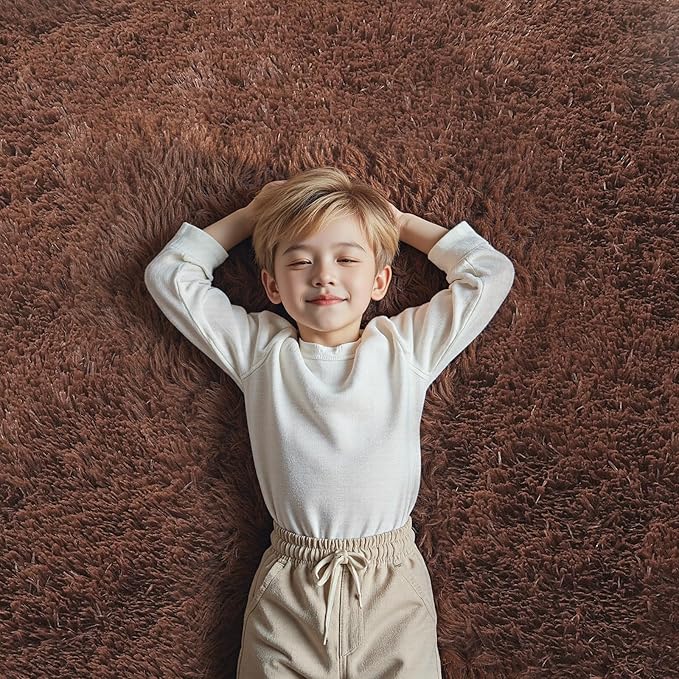 Rugs for Bedroom 4x6, Alfombras para Salas Shag Large Plush Soft Area Rug, Shaggy Carpets for Livingroom, Kids Boys Girls Home Decor Aesthetic(Coffee, 4 x 6)