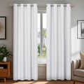 Deconovo White Curtains, Room Darkening Living Room Curtain, Thermal Insulated Soundproof Drapes, Hexagon Silver Print Pattern, 52 x 72 Inch, Grommet Panel for Bedroom Kitchen Office Nursery, Set of 2