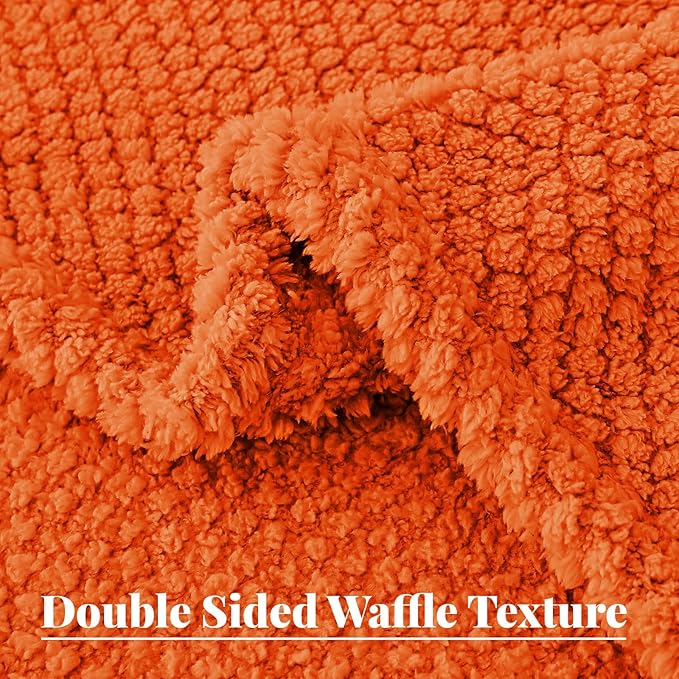 Whale Flotilla King Size Fuzzy Fleece Blanket, Fluffy Warm Soft Jacquard Bed Blankets for All Season, Lightweight and Cozy, 90x104 Inch, Burnt Orange