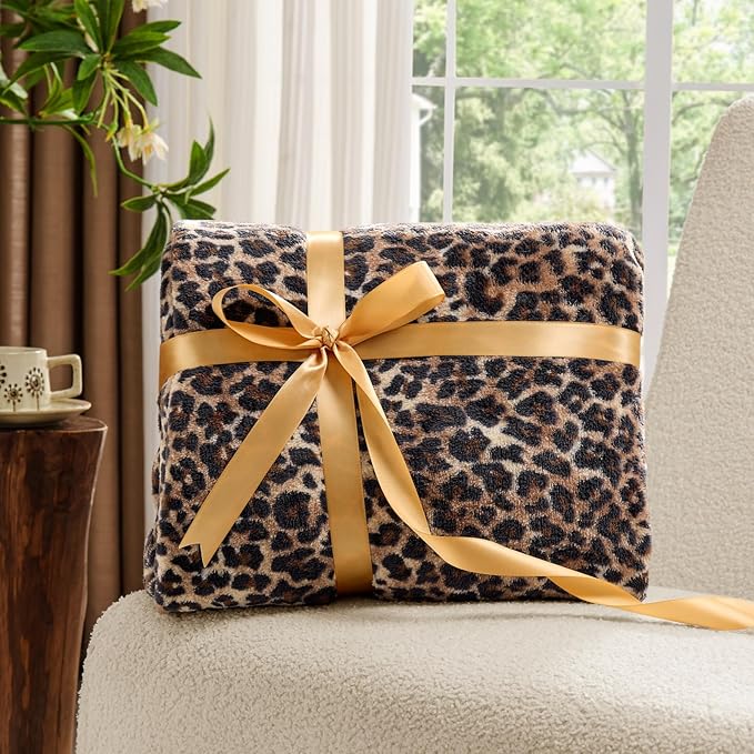 BEDELITE Fleece Blanke for Couch & Bed Leopard Print Throw Blanket – Soft Cheetah Blanket, Cozy Lightweight Fleece Animal Print Throw, 60"x 80", Brown