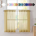 Simplebrand Gold Short Sheer Kitchen Cafe Curtains 36 x 36 Inch, 2 Panels