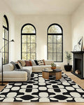 Latte&Fog 8x10 Area Rugs for Living Room, Large Vintage Washable Rug, Boho Non Slip Low Pile Carpet for Indoor Bedroom, Dining Room, Office, Dorm, Classroom, Farmhouse and Kids Room - Black Beige