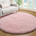 ONASAR Light Pink Round Area Rugs 3ft for Bedroom Living Room, Fluffy Cat Dog Bed Mat, Circle Rug for Kids Girls Boys Teen, Soft Plush Shaggy Carpet for Nursery Dorm Home Decor Aesthetic