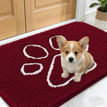 OLANLY Dog Door Mat for Muddy Paws 24x16, Paw Print Design, Absorbs Moisture and Dirt, Absorbent Non-Slip Washable Doormat, Quick Dry Chenille Mud Mat for Dogs, Entry Indoor Entryway Carpet, Burgundy