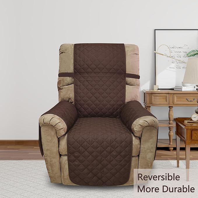 Recliner Chair Covers Reversible Sofa Cover Couch Cover for Pets Lazy Boy Furniture Protector(28''Recliner,Chocolate/Chocolate)