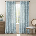jinchan Linen Floral Curtains for Living Room, 96 Inch Length Curtains with Printed Flower Light Filtering Curtain, Rod Pocket Back Tab Blue Window Treatment Set Bedroom Curtain, 2 Panels Blue
