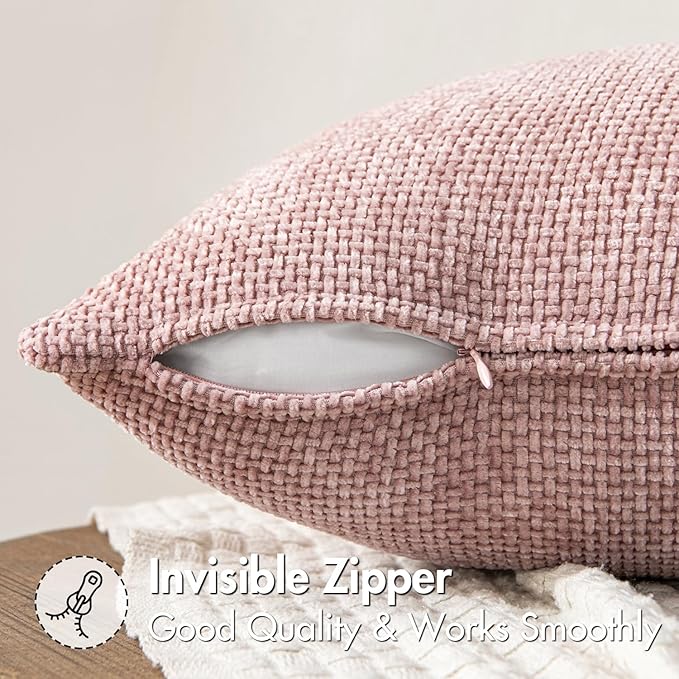 MIULEE Pack of 2 Couch Throw Pillow Covers 20x20 Inch Aesthetic Pink Modern Boho Accent Decorative Pillow Covers Soft Cute Chenille Farmhouse Cushion Covers for Home Decor Bed Sofa Living Room