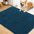 OLANLY Dog Door Mat for Muddy Paws 40x32, Absorbs Moisture and Dirt, Absorbent Non-Slip Washable Doormat, Quick Dry Chenille Mud Mat, Entry Indoor Entryway Carpet for Inside Floor, Atlantic Blue
