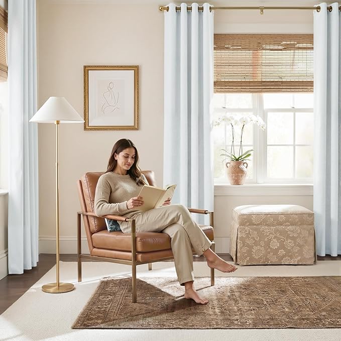 NICETOWN Farmhouse 100% Blackout Linen Curtains for Bedroom, Off White, W52, 2 Pieces, Noise Reducing Textured Linen Look 90 inch Length Curtains for Living Room