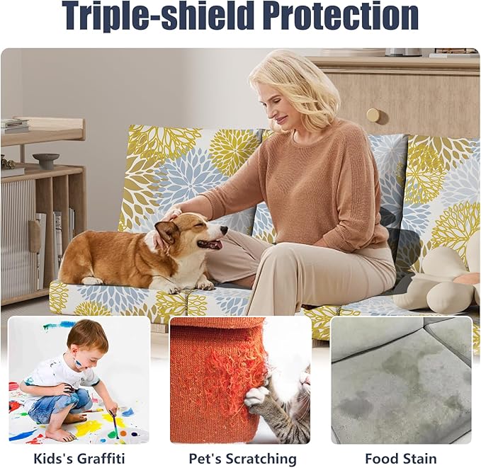 8Pcs Stretch Patio Cushion Covers, Outdoor Couch & Sofa Replacement Slipcovers for Patio Furniture Cushion Covers, Washable Reusable Furniture Protector