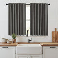 RYB HOME Grey 100% Blackout Short Curtains 52 Width 45 inch Length, Light Blocking & Thermal Insulated Curtains for Kitchen/Small Window/Bathroom/Basement, 2 Panels