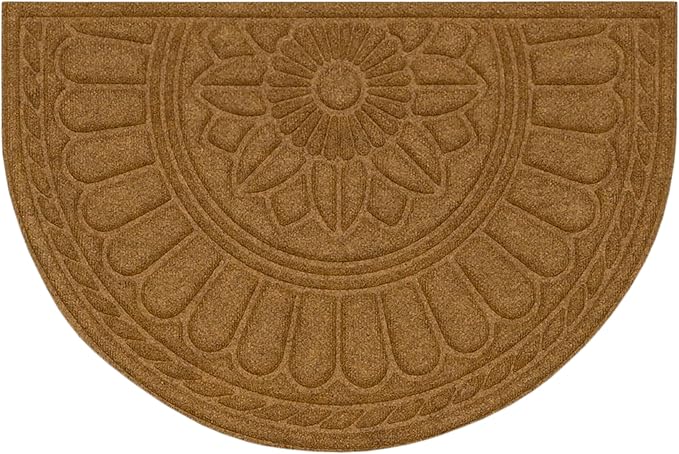Mohawk Home Entryway Door Mat 2' X 3' All Weather Outdoor Non Slip Recycled Rubber Doormat, Rope Impressions Light Brown