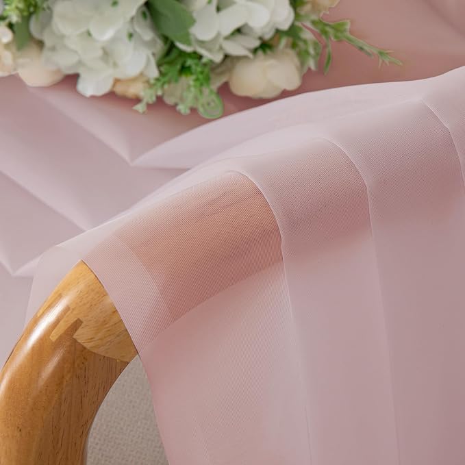 Chyhomenyc Sheer Curtains 36 inch Length 2 Panels, Light Filtering Voile Rod Pocket Short Window Sheer Curtians for Bathroom Living Room, 2PCS, Blush Pink