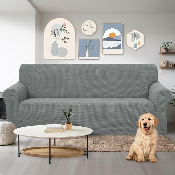 U-NICE HOME Stretch Couch Cover Sofa Cover Washable Sofa Slipcover Furniture Protector for 3 Cushion Couch Sofa Pet Friendly(Sofa, Grey)