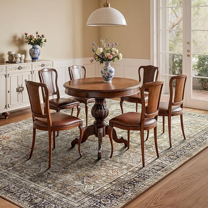 Lofus 5x7 Area Rug for Living Room,Brown Washable Area Rugs with Non-Slip Backing,Soft Neutral Carpets for Bedroom Dining Room Home Office Indoor Nursery