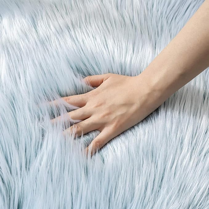 Ashler faux fur rug, Fluffy Shaggy Area Rug Ultra Soft 5 x 7 Feet Rectangle Fur Rug Frosted Bottom Spring Green Fuzzy Rug Machine Washable Shag Rug, Nursery Decor Throw Rugs for Bedroom, Living Room