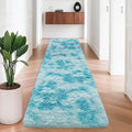 Tie-Dyed Sky Blue 2x8 Machine Washable Runner Rugs for Hallway Soft Fluffy Shaggy Bedside Rugs for Bedroom Living Room Indoor Floor Carpet for Kids Girls and Boys Nursery Rooms Home Decor Aesthetic