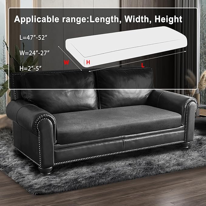 Leather Look Couch Cushion Covers Sofa Seat Slipcovers Sets Couches Furniture Protector for Sectional Armchair Loveseat Pets Kids Stretch Spandex Fabric (1 Cushion Loveseat, Light Grey)