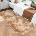 Super Soft Fluffy Living Room Area Rugs 2x5 ft Tie-Dyed Beige Shaggy Furry Carpet Washable Non-Slip Floor Rug Bedroom Bedside Nursery Rug Fuzzy Girls Boy Reduce Noise Dorm Home Decor