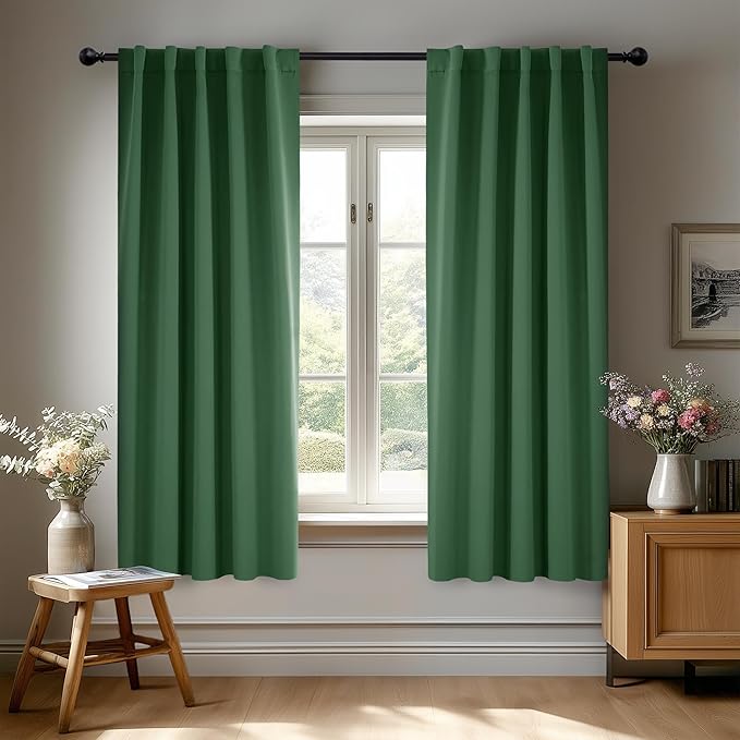 Deconovo Blackout Curtains, Thermal Insulated, W42 x L54 2 Panels, Back Tab, Machine Washable, Room-Darkening Drapes for Bedroom/Living Room Dark Forest