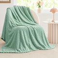 BEDELITE Fleece Throw Blanket for Couch & Bed - 3D Jacquard Decorative Mint Green Blanket, Super Soft and Cozy Warm Fuzzy Blanket All Seasons Suitable, 50x60Inches