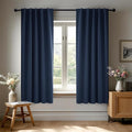 Deconovo Blackout Curtains, Thermal Insulated, W38 x L45 2 Panels, Back Tab, Machine Washable, Room-Darkening Drapes for Bedroom/Living Room Navy Blue