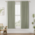 Sage Green 100% Blackout Curtains 63 Inch Length 2 Panels Set for Living Room Bedroom Back Tab Thermal Insulated Black Out Linen Drapes Room Darkening Window Curtains 40 Wide
