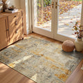Entryway Rug 3x5 Beige Bedroom Area Rug Washable Non Slip Abstract Boho Rugs for Indoor Entry, Kitchen, Classroom, Bathroom, Kids Girls Room, Office, College Dorm Small Carpet