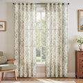 jinchan Linen Blend Floral Curtains for Living Room 90 Inch Length Farmhouse Printed Curtain Rod Pocket Back Tab Sage Green Peony Flower Patterned Drapes Bedroom Curtains Set 2 Panels