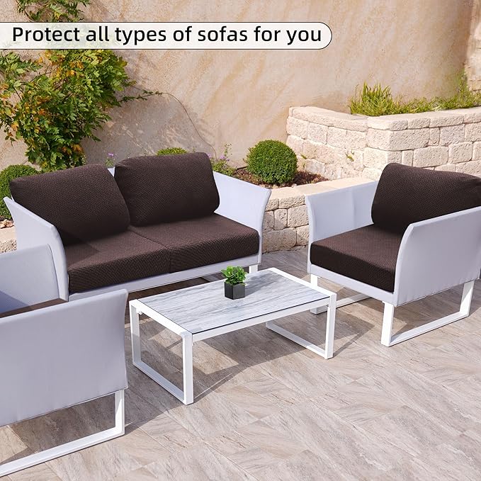 Outdoor Cushion Covers Set,8PCS Patio Furniture Couch Seat Slipcovers, Replacement for Sofa Sectional Chair(Cover，Only)