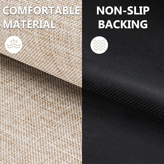 LEKEEPGO Ultra Thin Indoor Door Mat 36"x59", Low-Profile Door Mat Indoor Entrance, Non Slip Rubber Backing Inside Doormat Washable Welcome Front Entryway Dirt Trapper Entry Mat, Khaki