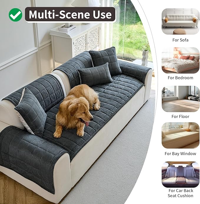 Couch Covers for Dogs Washable, Non Slip Couch Covers for Loveseat Sofa Pet Friendly, Soft Fuzzy Sofa Covers for Pet, Dog Couch Cover Furniture Protector(1PC,Dark Grey,27.6"x82.7")