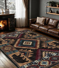 YIHOUSE Rustic Cabin Area Rug for Bedroom 5x7,Machine Washable Lodge Bear Rug,Non-Slip Low Pile Print Pattern Western Rug for Living Room