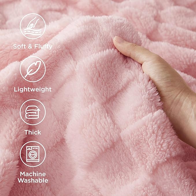 Bedsure GentleSoft Twin Blanket for Bed Pink - Super Soft Cozy Blankets, Cute Fuzzy Fleece Throws for Bedroom Couch, 60x80 Inches