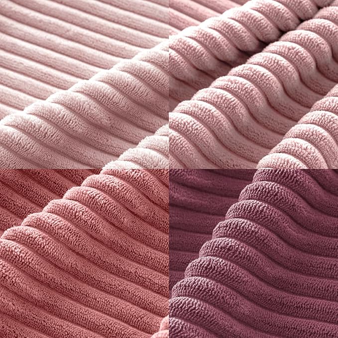 MIULEE Pack of 4 Purple Pink Valentines Corduroy Decorative Throw Pillow Covers 18x18 Inch Soft Boho Striped Pillow Covers Modern Farmhouse Spring Home Decor for Sofa Living Room Couch Bed