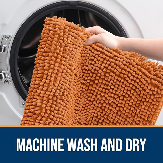 OLANLY Dog Door Mat for Muddy Paws 34x21, Absorbs Moisture and Dirt, Absorbent Non-Slip Washable Doormat, Quick Dry Chenille Mud Mat for Dogs, Entry Indoor Entryway Carpet for Inside Floor, Clay