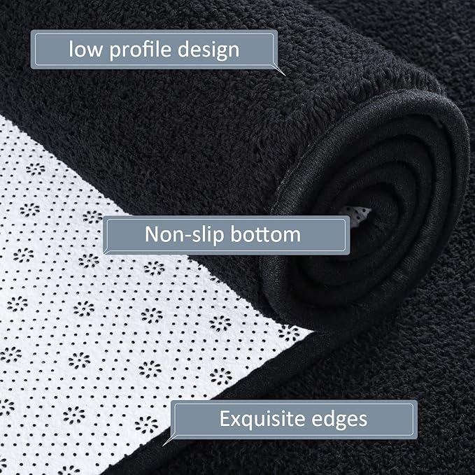 AROGAN Modern Shag Area Rug for Living Room, 6x9 Feet Washable Rugs for Bedroom, Indoor Floor Carpet, Plush Memory Foam Bedside Rugs for Kids Girls Teens Room Low Pile Decor, Black