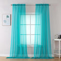 OVZME 2 Panels Sheer Window Curtain Panels 96" Length for Bedroom, Top Rod Pocket Design Window Treatment for Living Room, 42W x 96L inches, Turquoise