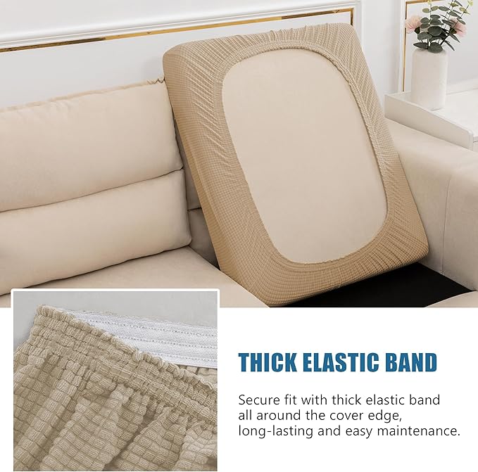 Water Resistance Sofa Seat Cushion Covers RV Couch Covers Stretch Furniture Protector for Dogs, Chindren (Sofa Cushion, Sand)
