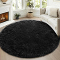 ONASAR Black Round Area Rugs 5ft, Soft Bedroom Circle Rug Floor Mats for Kids Girls Boys Teen Room, Fluffy Plush Shaggy Carpet for Baby Nursery Living Room Playroom Dorm Home Decor