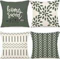 YCOLL Pillow Covers 16x16 Set of 4, Modern Sofa Throw Pillow Cover, Decorative Outdoor Linen Fabric Pillow Case for Couch Bed Car, Aqua Green