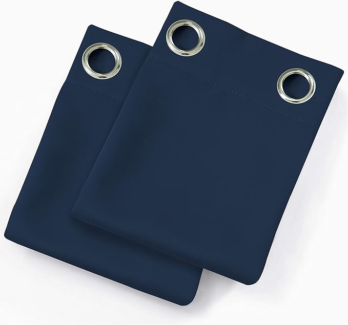 LEMOMO Navy Blackout Curtains/38 x 54 Inch Length/Set of Two Panels Grommet Bedroom Curtains