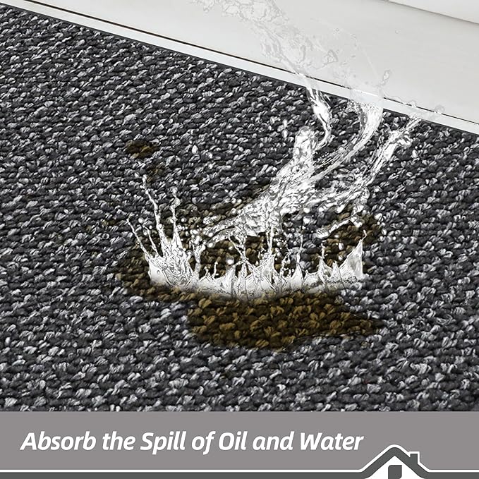 BEQHAUSE Kitchen Rugs and Mats 2PCS, Non-Slip Kitchen Mats for Floor, Absorbent and Stain Resistant Kitchen Runner, Machine Washable Rugs for Kitchen, Laundry & Sink, 20"x32"+20"x48", Charcoal