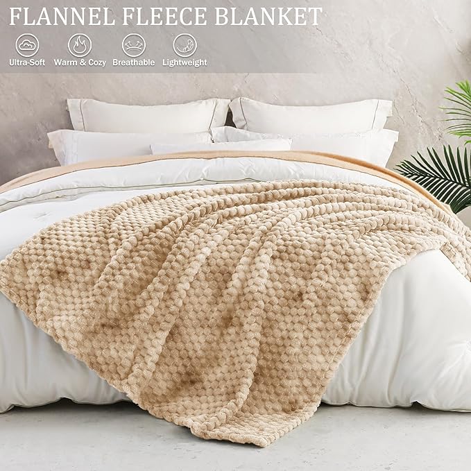 Exclusivo Mezcla Fleece Twin Blanket for Bed, Extra Large Fuzzy Tie-dye Camel Bed Blankets, Soft Cozy Plush Sofa Throws for All Seasons, 90x66 Inches
