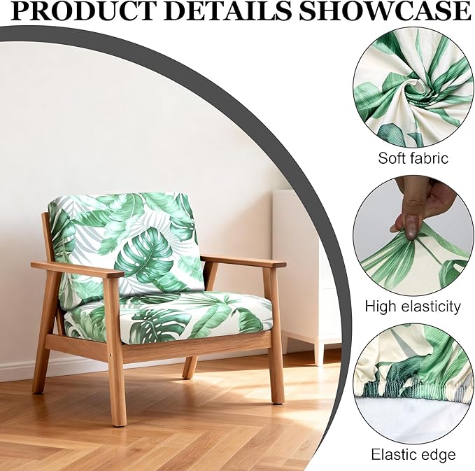 4Pcs Patio Stretch Cushion Covers,Outdoor Sofa Replacement Cover Slipcovers for Patio Furniture Cushion Covers, Washable Reusable Furniture Protector