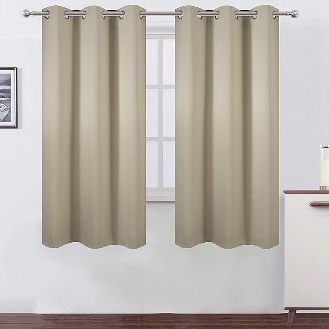 LEMOMO Beige Thermal Blackout Curtains/42 x 63 Inch/Set of 2 Panels Room Darkening Curtains for Bedroom