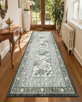 GarveeHome Provence Fog 2.5 x 8 Washable Kitchen Runner Rugs Non Slip Vintage Boho Cottage Long Rug for Hallways Bedroom Entryway Bathroom Mat with Rubber Back