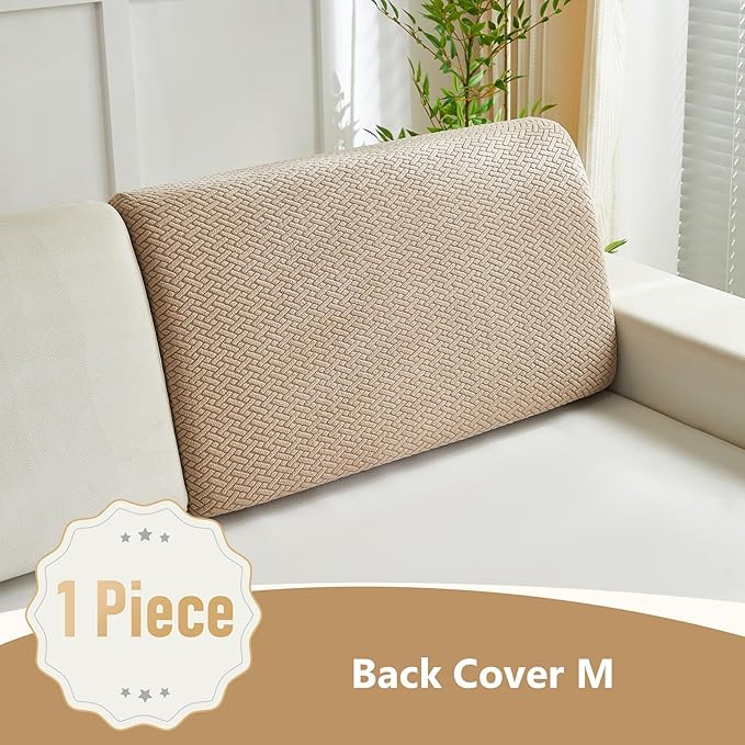 Couch Cushion Covers for Sofa Couch Covers Wear-Resistant Universal Sofa Cover Washable Stretch for Sectional Slipcovers (Texture-Light Coffee,Back Cover M)