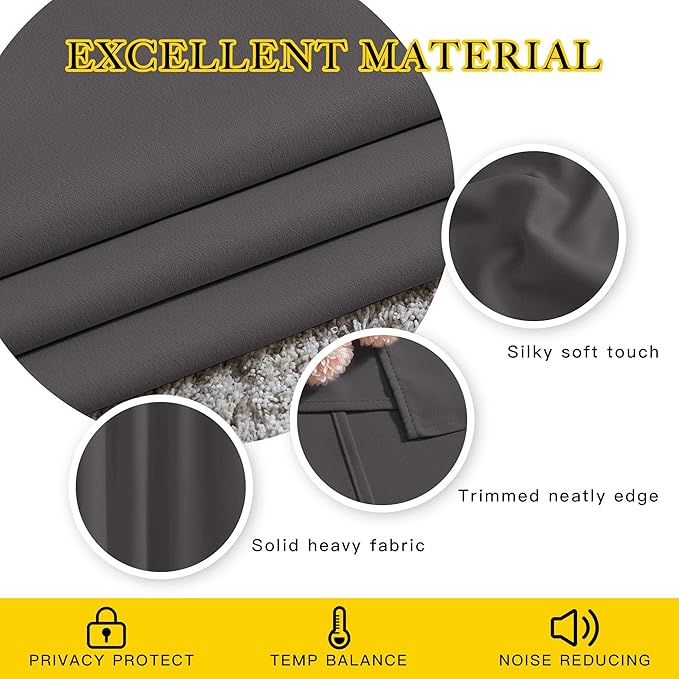 NICETOWN Blackout Grey Window Treatments 84 inch Long, Grommet Top Room Darkening Thermal Insulated Solid Vertical Curtains & Drapes for Bedroom/Kid Room, 2 Panels, W40 x L84