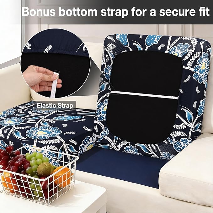 hyha 8Pcs Patio Cushion Covers, Stretch Outdoor Couch Cushion Covers Replacement, Washable Outdoor Chair/Sofa Slipcovers for Patio Furniture Cushions Protector with Elastic Bottom(Bluebell,Cover Only)